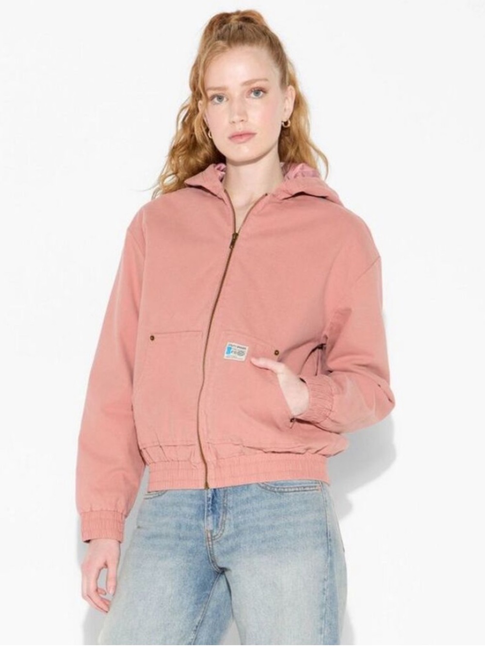 NWT XXS Wild Fable Pink Utility Zip Up Hooded Jacket